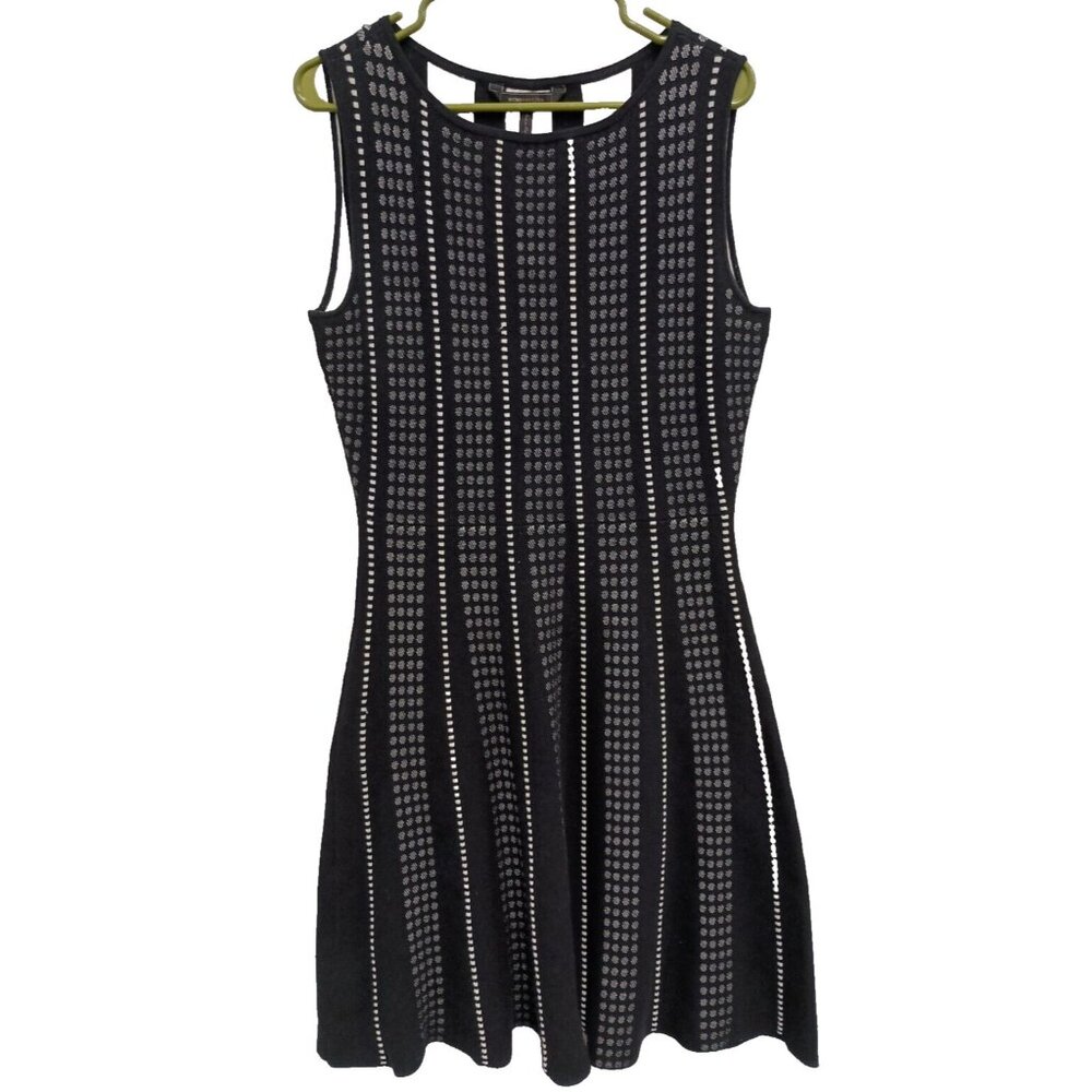 BCCBGMAXAZRIA Womens Sweater Dress Dress Medium Black White Polka dot Sleeveless